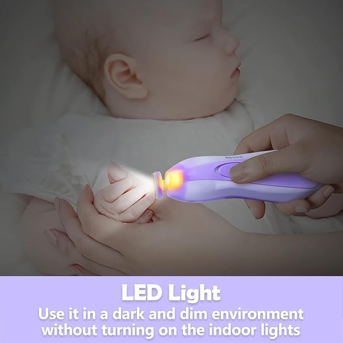 Baby Nail Trimmer Electric, 6 in 1 Baby Nail File Clippers Infant Grooming Kit Manicure Set for Toddler or Adults, Purple-CubbioJoy