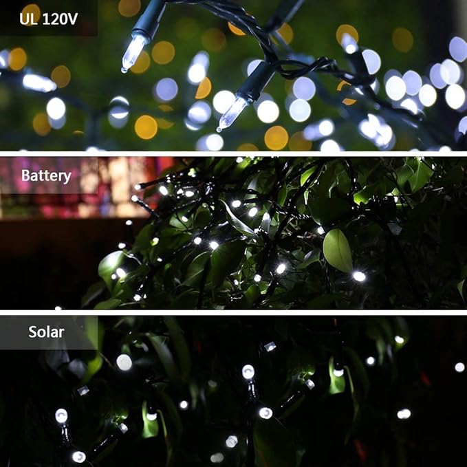 Brizled 4 Pack LED Christmas Lights, 33ft 100 LED Christmas String Lights, 120V UL Certified Connectable Xmas Tree Light Mini White Xmas Light for Home Tree Patio Indoor Outdoor Decoration, Cool White-CubbioJoy