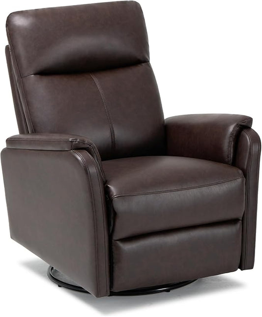 COLAMY Leather Swivel Recliner Chair with Footrest, Rocker Recliner Chair High Back with Double-Layer Cushion, Glider Recliner for Nursery & Living Room, Bedroom, Chocolate-CubbioJoy
