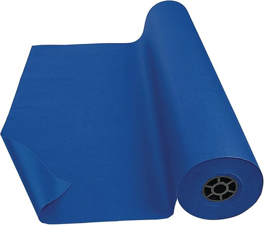 Colorations Arts and Crafts Paper Roll - 36" x 1000', Royal Blue, Dual Surface, Markers, Finger Paints, Painting, Watercolors, Acrylic Paints, Wall Art, Bulletin Board Paper, Kids Crafts (Item # DSRB)-CubbioJoy