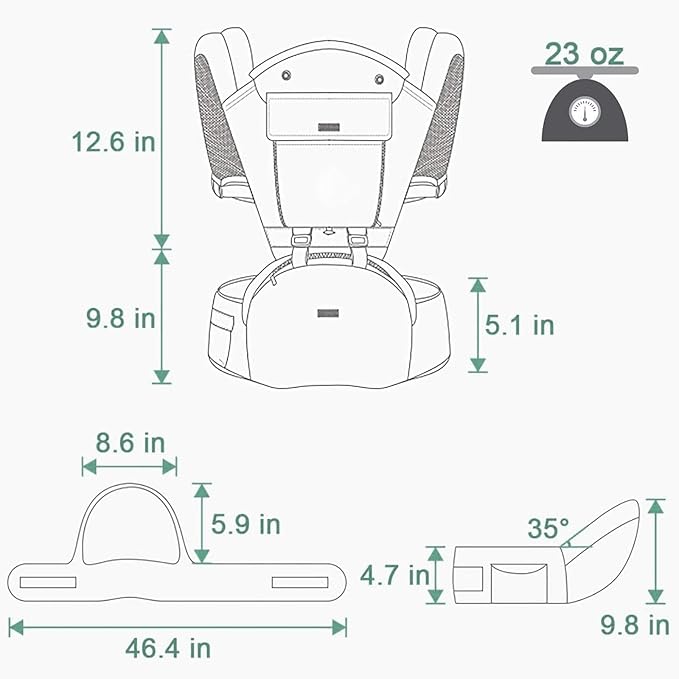 Baby Carrier, 3-in-1 Baby Carrier Newborn to Toddler with Hip Seat (Ergonomic M Position) for 0-36 Month/7-45lbs, Adjustable Size for Enhanced Lumbar Support,Perfect for On-The-go,Light Cyan-CubbioJoy