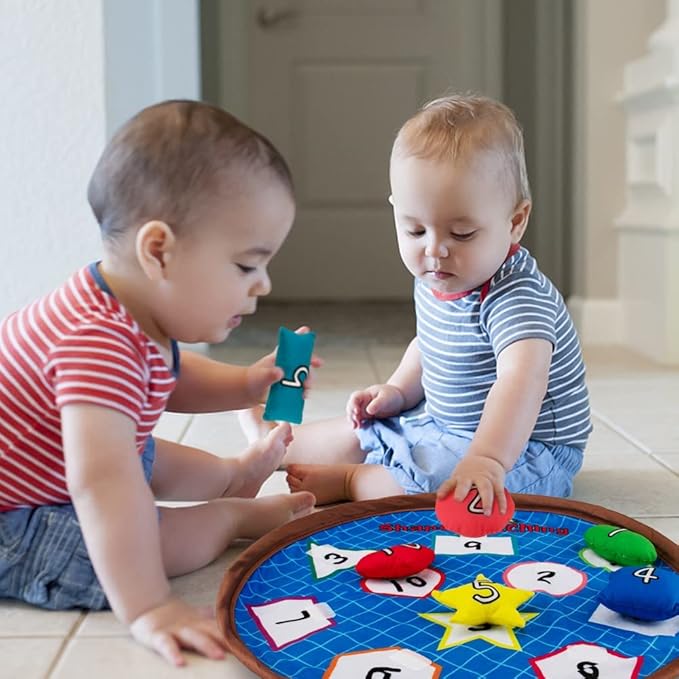 beetoy Shapes Bean Bags Matching Game - Toddler Preschool Learning Activities Memory for Numbers, Shapes, Colors, Words, Preschool Classroom Must Haves Learning Toys for Toddlers (10PCS) (Multicolor)-CubbioJoy