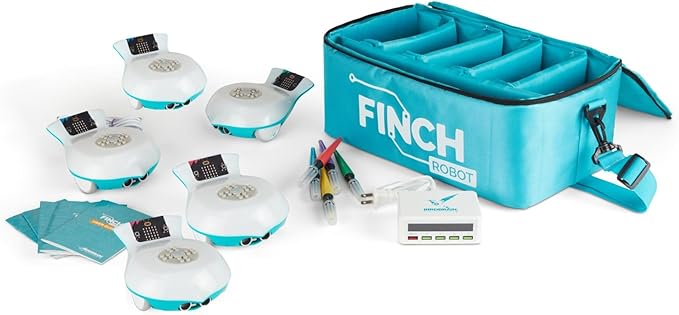 BirdBrain Finch Robot Starter Flock with Microbit I STEM Coding Robot for Classrooms I Learn Python and 8 Coding Languages I Programmable Robotics I Remote Control and App Controlled | Ages 5 to 16-CubbioJoy
