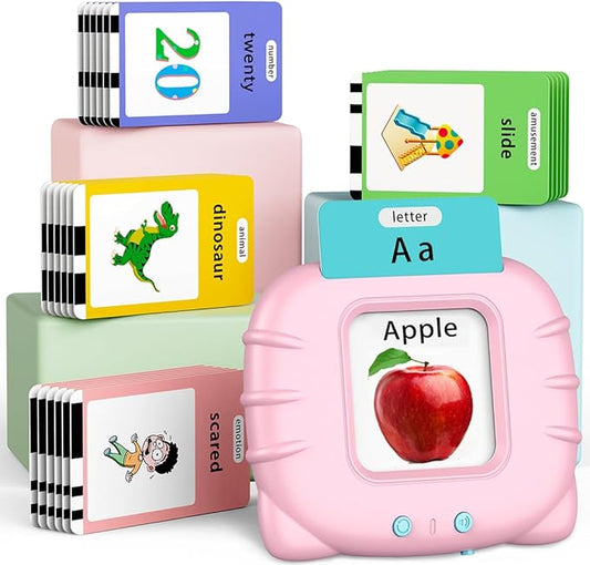 ABC Talking-Flash-Cards with 252 Sight Words, Christmas Birthday Gifts for Girls 2 3 4 5 6 Years, Language Therapy Toys for Autistic Children, Learning Toys for Toddlers Ages 2-6, Pink-CubbioJoy