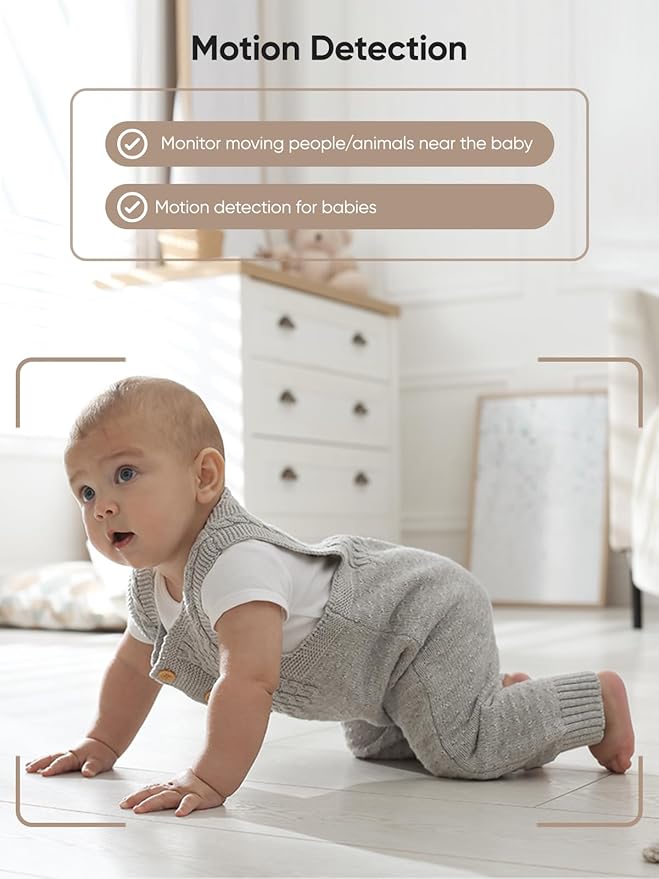 bonoch 5.5" 1440p Baby Monitor with 2 Cameras, Dual Video Monitor with Split Screen, Smart No WiFi Baby Camera, Detect Sleep Turn Over/Cry/Motion, 240h Lasting, WPA3 Hack Proof, White Noise-CubbioJoy
