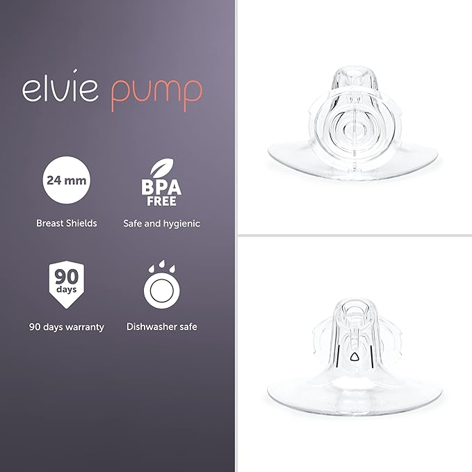 Elvie Pump Breast Shield - 24mm | 2 Pack Nipple Shield Flange for Pumping Breast Milk | Breast Feeding Essentials for Electric Breast Pumps | BPA Free Breast Shells | Breast Pump Bra Compatible-CubbioJoy