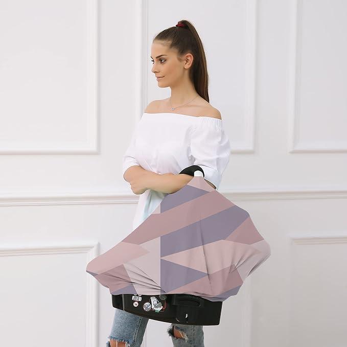 Carseat Cover Boy and Girls - Multi-use Nursing Car Seat Canopy Cover for Breastfeeding, Infant Stroller Cover, High Chair Cover (Baby Pink)-CubbioJoy