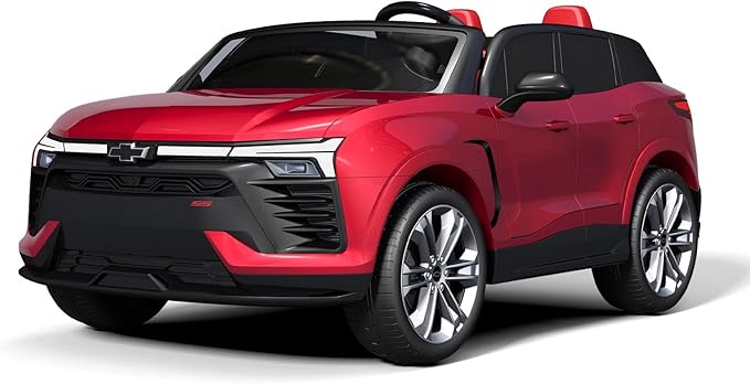 Jojoka Baby Car 24V 2-Seater SUV Licensed Chevrolet Blazer Ride On Toy w/Parent Remote Control,4xSpring Suspension, Wireless Music, Electric Vehicle Car for Kids Ages 3-8, Red-CubbioJoy