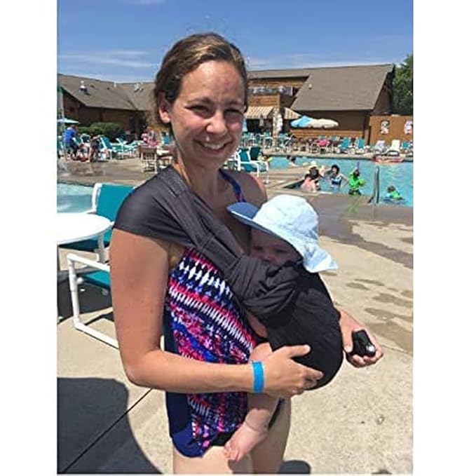 CUBY Water Baby Sling Carrier Lightweight Breathable Mesh Baby Wraps Carrier Adjustable Ring Sling Quick-Drying Baby Carriers Sling for Newborn Toddler Summer Swimming Pool Beach(Dark Gray)-CubbioJoy