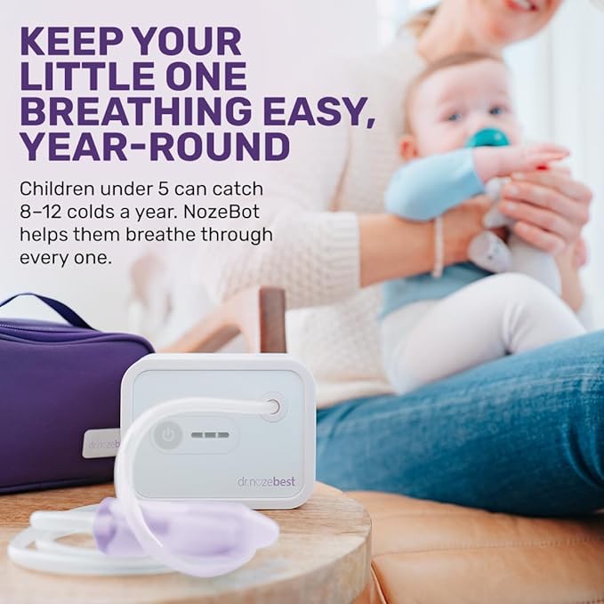 Dr. Noze Best - NozeBot | Electric Baby Nasal Aspirator | Hospital Grade Suction | Nose Sucker and Nasal Vacuum | Safe for Infants and Toddlers (Mild to Severe Congestion - The Original NozeBot)-CubbioJoy
