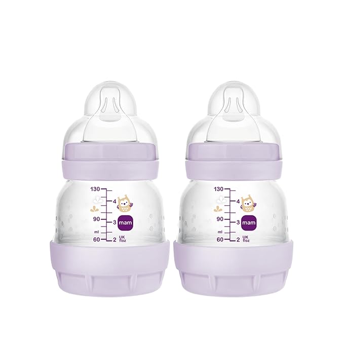 MAM Easy Start Anti-Colic Baby Bottles, Extra Slow Flow, Breastfeeding-Like Silicone Nipple Bottle, Reduces Colic, Gas, & Reflux, Easy-to-Clean, BPA-Free, Vented Baby Bottles for Newborns, 0-3 Months-CubbioJoy