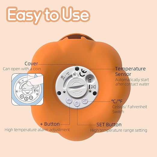 Baby Water Thermometer for Bath Tub Safety - Room & Bath Thermometer for Infants with Temperature Warning - Floating Bathing Toy Gift for Toddlers Newborn Girls Boys-CubbioJoy