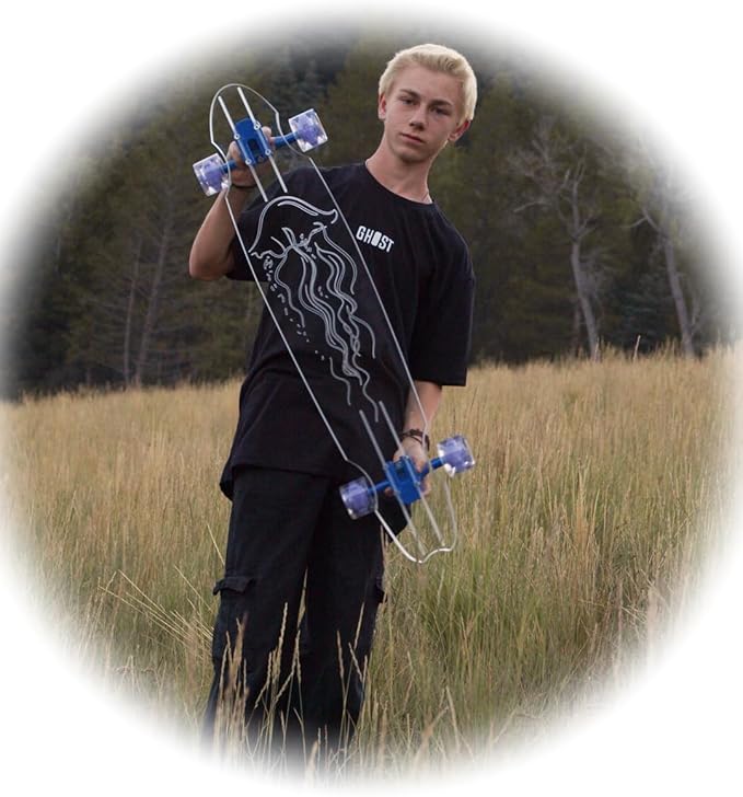 Clear Longboard Skateboard - Transparent Acrylic Long Boards with Light-Up LED Wheels for Smooth Rides - Ride The Streets in Style with Longboard Built for Beginners & Pros Alike-CubbioJoy