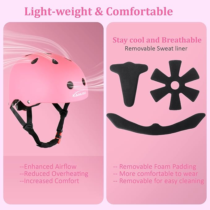 KAMUGO Kids Adjustable Helmet, with Sports Protective Gear Set Knee Elbow Wrist Pads for Toddler Age 2-8 Boys Girls, Bike Skateboard Hoverboard Scooter Rollerblading Helmet Set-CubbioJoy