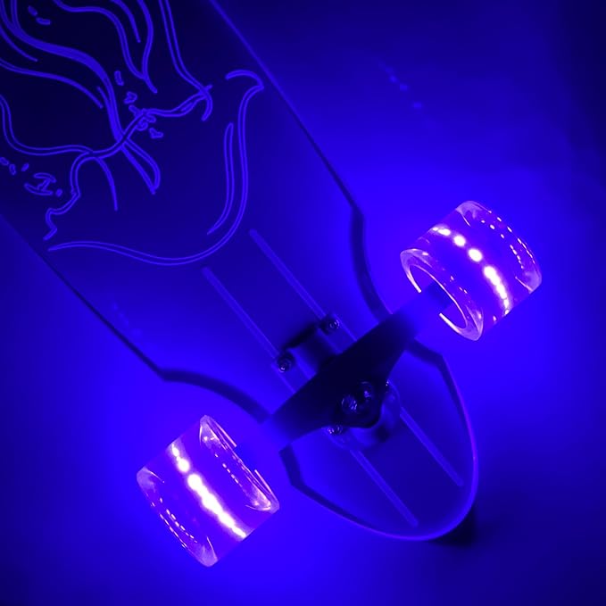 Clear Longboard Skateboard - Transparent Acrylic Long Boards with Light-Up LED Wheels for Smooth Rides - Ride The Streets in Style with Longboard Built for Beginners & Pros Alike-CubbioJoy