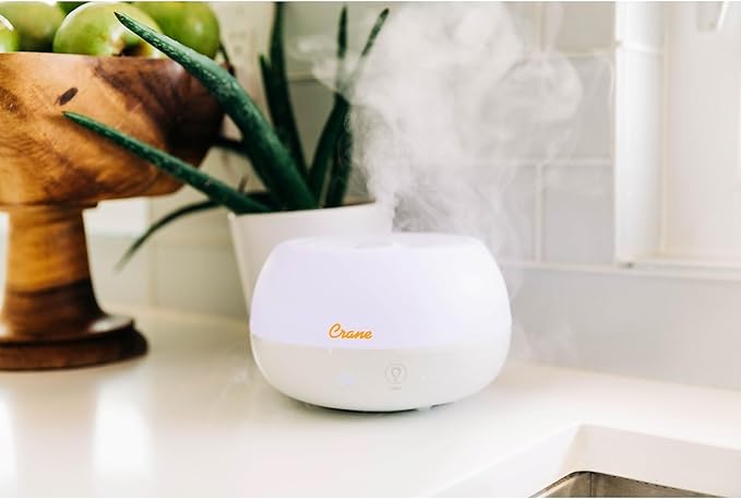 Crane Portable Ultrasonic Travel Humidifier and Diffuser, 0.2 Gallon Cool Mist, Optional Essential Oil Diffuser, No Filter Needed, White-CubbioJoy