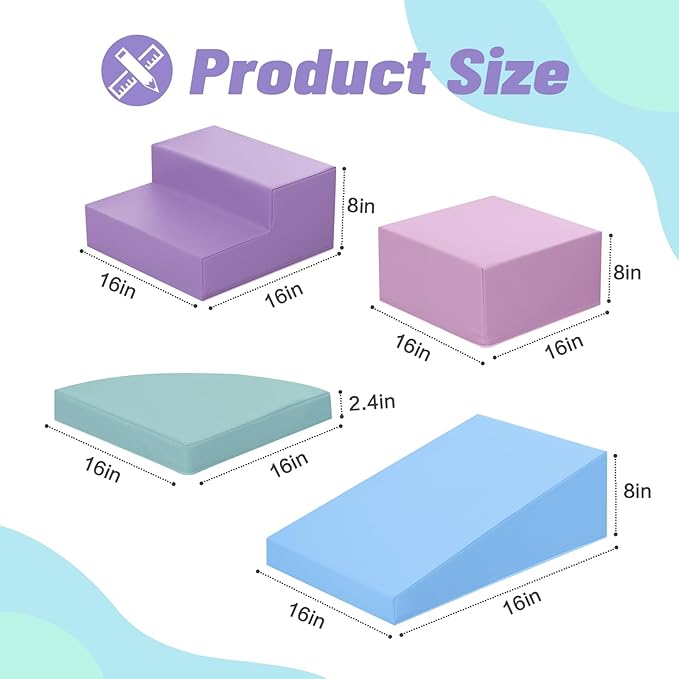 6-Piece Foam Climbing Blocks for Toddlers: Colorful Climbing Gym PU Leather Baby Foam Building Blocks Indoor Toy-CubbioJoy