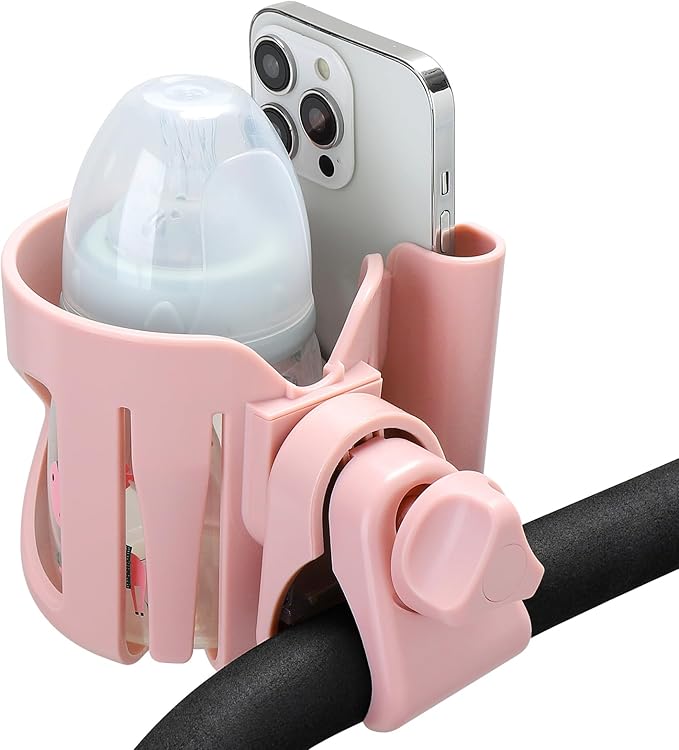 Accmor Universal Cup Holder, Stroller Cup Holder with Phone Holder, 360° Rotatable Large Caliber Designed Bottle Holder for Stroller, Bike, Wheelchair, Walker, Scooter-CubbioJoy