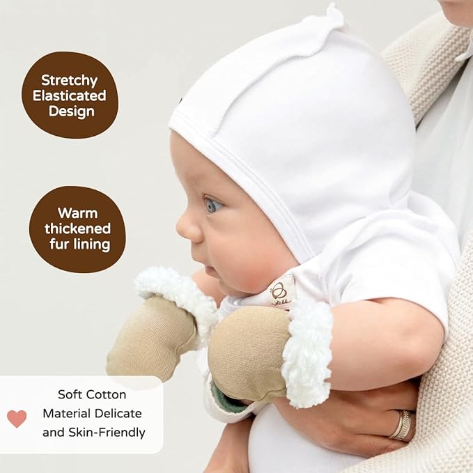 Cute Baby Mittens Newborn, No Scratch Baby Boy Mittens, Baby Girl Hat Gloves for Toddlers, Infant, Newborn-CubbioJoy