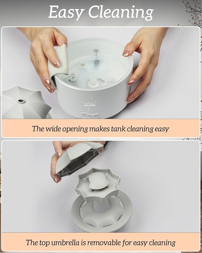 Aesthetic 2-in-1 Humidifier Oil Diffuser with 360° Rotating Raindrop & 7 LED Mood Lights,Ultrasonic Quiet Cool Mist Humidifier for up to 24 Hrs,Ideal Holiday Gifts for Home-CubbioJoy