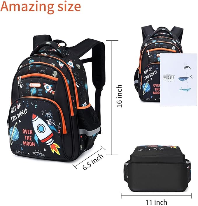 Cusangel Backpack for Boys Girls School Bookbags,Kindergarten Elementary Middle School Lightweight Waterproof Multifunctional Large Capacity for Backpack (16 inch Space Fun Prints)-CubbioJoy