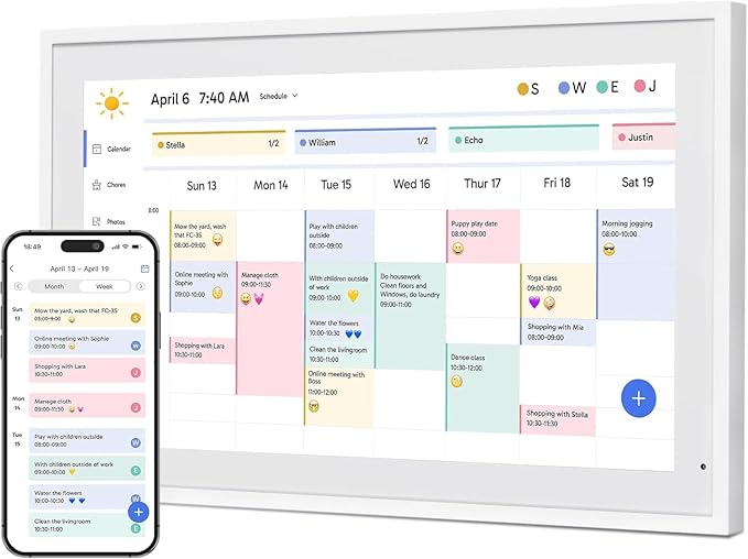 Dragon Touch 21.5" Digital Calendar Chore Chart – 1080P Full HD Interactive Touchscreen, Smart Family Planner, Hearth Display Digital Calendar Wall & Desk Mountable for Seamless Scheduling-CubbioJoy