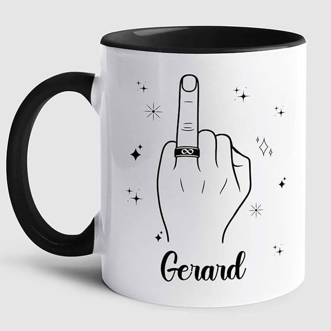 Customized Name Ring Finger Accent Coffee Mug Gift For Men Mr His Fiance Husband Groom, Ring Engaged Coffee Cup 11 Oz 15 Oz, Personalized White Mug Gift For Wedding Bridal Shower Bachelorette Party-CubbioJoy