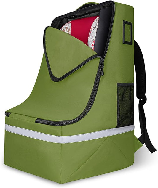Car Seat Travel Bag for Airplane,Infant Seat Travel Bag with Shoulder Strap,Padded Car Seats Backpack with Reflective Stripes,Large Carseat Carrier Bag Travel Car Seat Cover,Green-CubbioJoy