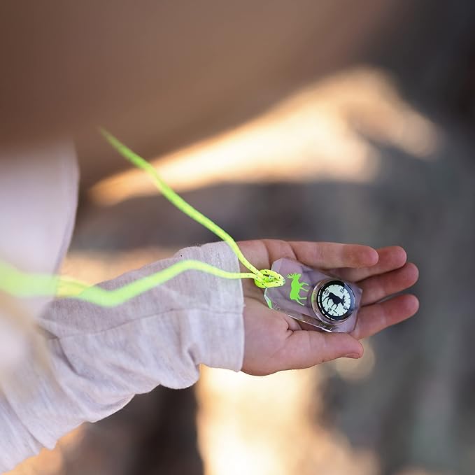Big Discoveries Wildlife Compass for Kids - Children's Compasses for Camping, Hiking, and Exploring | Break-Away Neon Lanyard-CubbioJoy