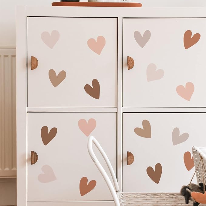 Boho Wall Decal for Girls Bedroom 72 PCS, Boho Heart Wall Stickers Peel and Stick for Nursery Kids Room Décor, Removable Wall Decals Vinyl Murals DIY Cute Decorations (12 Sheets)-CubbioJoy