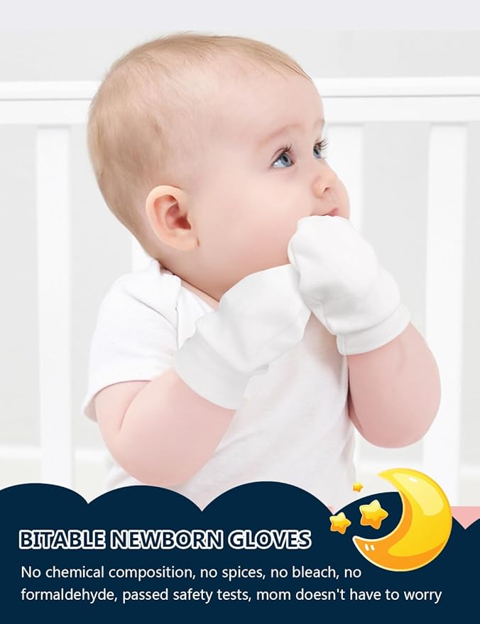 Cute Baby Mittens Newborn, No Scratch Baby Boy Mittens, Baby Girl Hat Gloves for Toddlers, Infant, Newborn-CubbioJoy