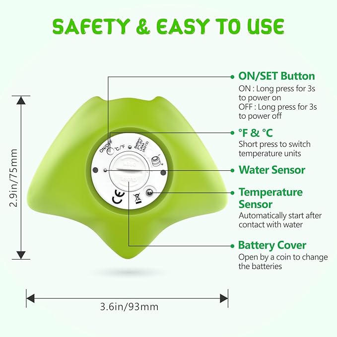 Baby Bath Thermometer, Digital Water Temperature Thermometer with 3 Color Backlit and Temperature Warning, Safety Bath Tube Thermometers Floating Toy for Infant, Toddler-CubbioJoy