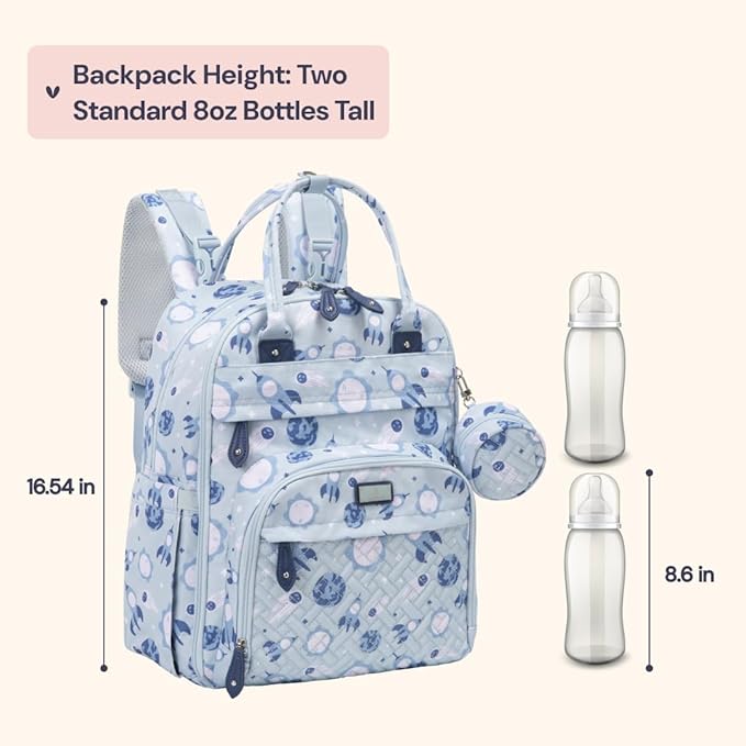 BabbleRoo Diaper Bag Backpack - Baby Essentials Travel Tote - Multi Function Water Resistant Diaper Bag, Travel Essentials Baby Bag with Changing Pad, Stroller Straps & Pacifier Case - Unisex, Cosmic-CubbioJoy