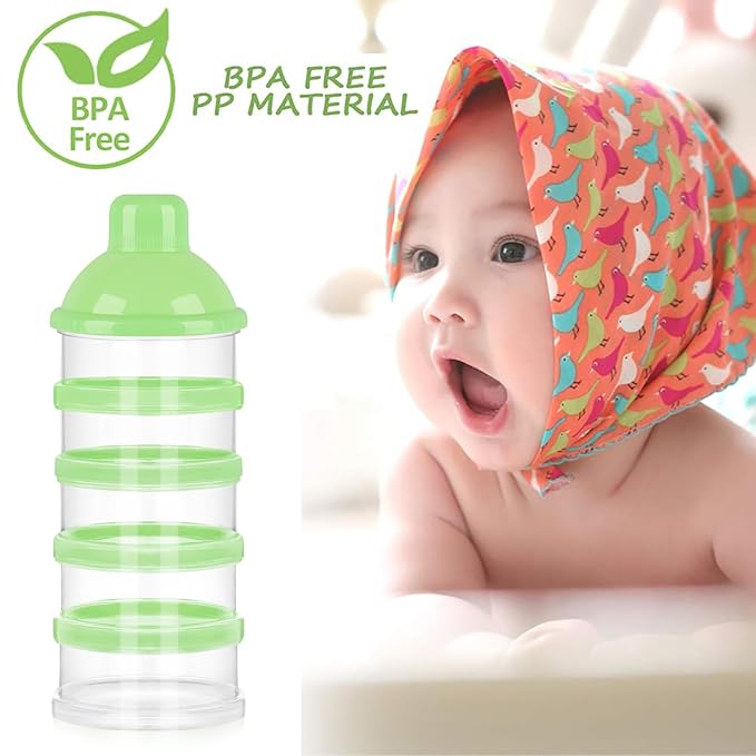 Accmor Formula Dispenser On The Go, 5 Compartments Stackable Formula Container for Travel, Baby Milk Powder Kids Snack Container, BPA Free-CubbioJoy