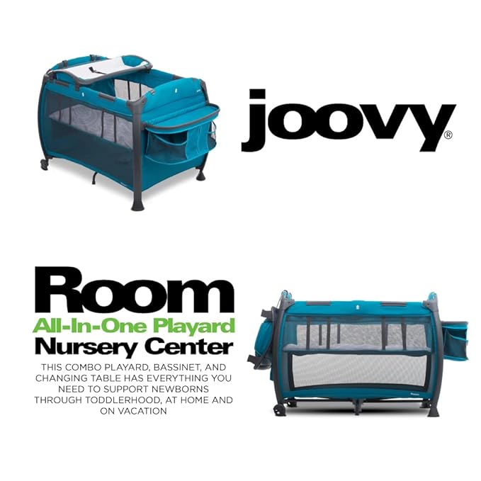 Joovy Room-Playard, Nursery Center, Bassinet, Changing-Table, Turquoise-CubbioJoy