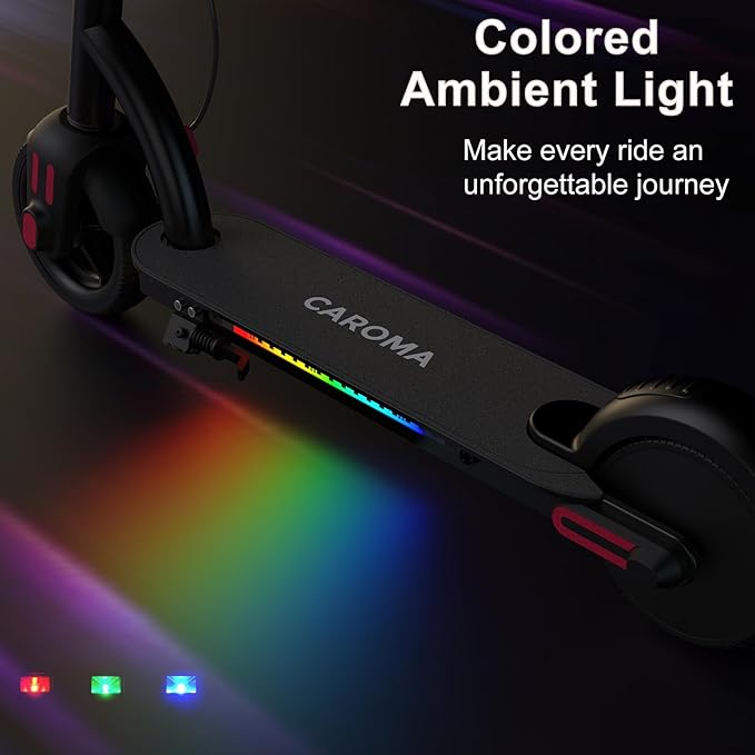 Caroma Electric Scooter for Kids Ages 6-12,150W/180WMotor,10 MPH Max Speed & 7 Miles,Colorful Lights,Adjustable Height & Speed,LED Display,Foldable Kids Electric Scooter 132 Lbs Max Load,Idea Gift-CubbioJoy