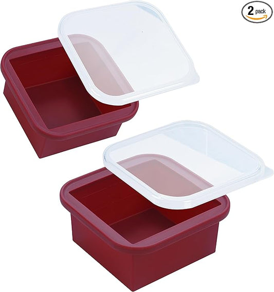 2-Cup Silicone Freezer Trays with Lids – Perfect for Meal Prep, Portion Control, and Easy Freezing-Meal Prep Container Molds for Soup,Leftovers (Cranberry, 2 Pack)-CubbioJoy