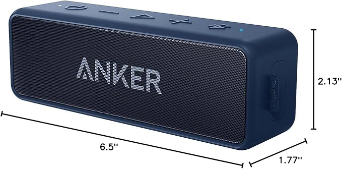 Anker Soundcore 2, 12W Dual-Driver, Portable Bluetooth Speakers for Daily Use, and Wireless, 24-Hour Playtime, IPX7 Water Resistant, Built in Mic, 66 ft Bluetooth Range- Navy Blue-CubbioJoy