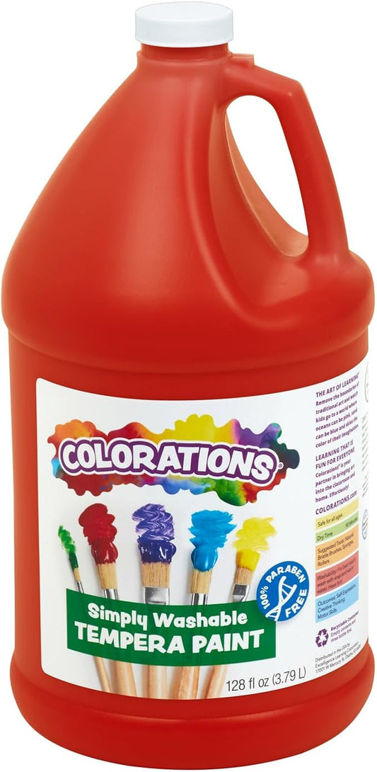 Colorations Paraben-Free Washable Tempera Paint for Kids - 1 Gallon Value Size. Vibrant Red, Non-Toxic and Made in The USA-CubbioJoy