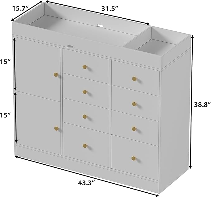 Changing Table Dresser with Drawers,Modern Baby Dresser with Changing Table Top for Nursery,Diaper Changing Station Organizer for Infants Newborn,White-CubbioJoy