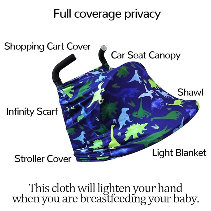 Baby Car Seat Cover, Multi- use Nursing Cover for Breastfeeding, Carseat Cover Boys, Dinosaur Baby Shower Stuff for Newborn, Soft Breathable-CubbioJoy