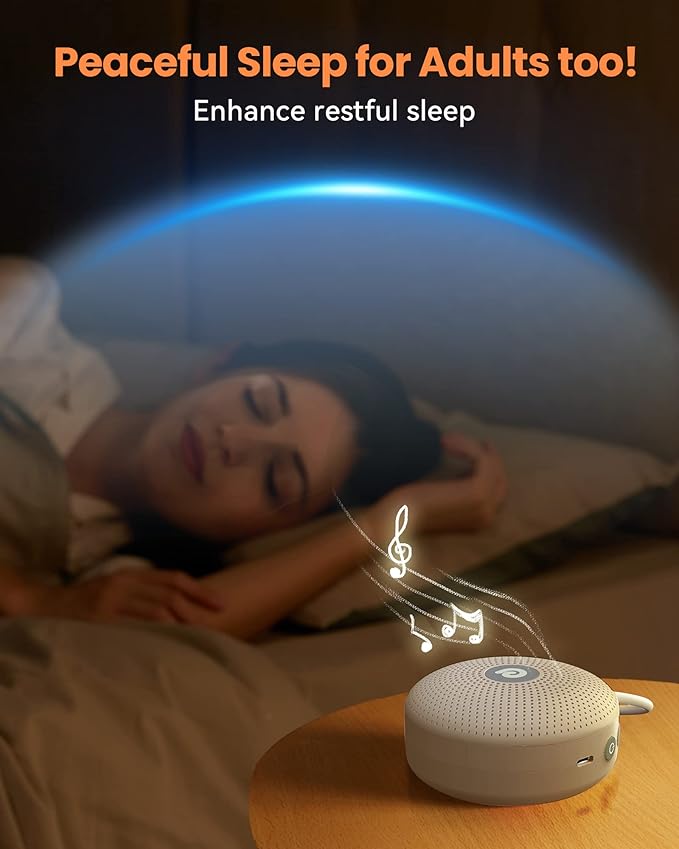 Dreamegg White Noise Machine - Portable Sound Machine for Baby Adult, Features Powerful Battery, 21 Soothing Sound, Noise Canceling for Office,Sound Therapy for Home,Travel, Registry Gift, Light Khaki-CubbioJoy