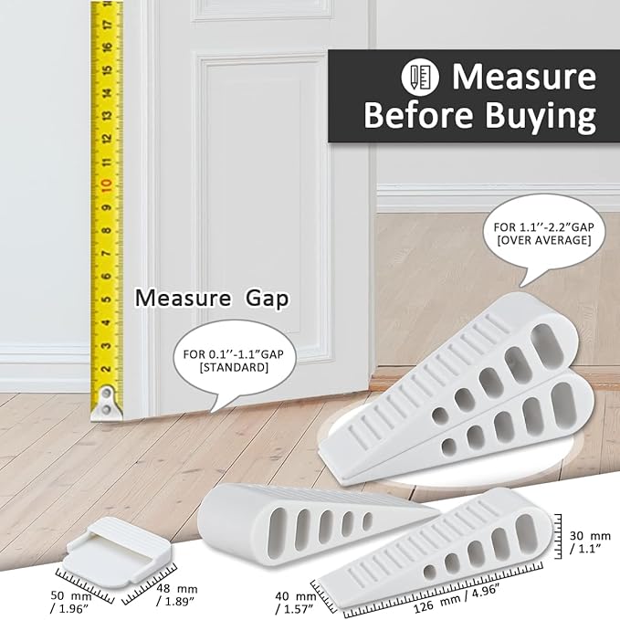 JQK Rubber Door Stopper Wedge, White 2 Pack Soft TPR Premium Door Stops for Bottom of Heavy Duty Door on Tile, Concrete, Carpet, Wooden Floor, DSB61-WH-P2-CubbioJoy