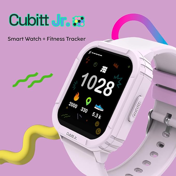 Cubitt Jr Smart Watch Fitness Tracker for Kids and Teens, with Games, Step Counter, Sleep Monitor, Heart Rate Monitor, Activity Tracker, Good Habits Alarms, 1.52" Touch Screen, IP68 Waterproof-CubbioJoy