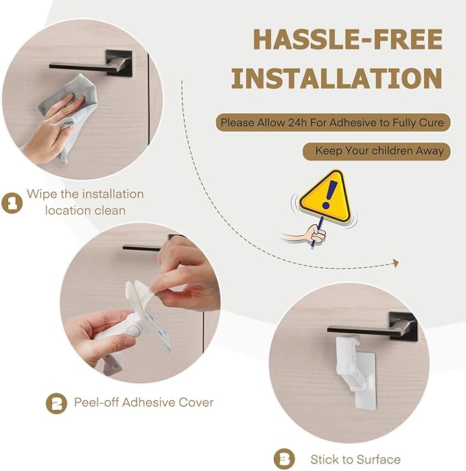 Child Proof Door Lever Lock - Door Locks for Kids Safety - Door Knob Child Proof - Baby Proofing 3M Adhesive - Door Handle Child Proof - White Baby Safety Locks for Toddlers - 1 Pack-CubbioJoy