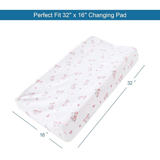 Changing Pad Cover for Girls 4 Pack, Comfy & Breathable Changing Table Cover for 32''x16" Changing Table Pads, Diaper Changing Pad Cover, Pink-CubbioJoy