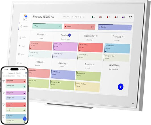 15.6-inch Wall Digital Calendar,2025 Smart WiFi Calendar & Chore Chart,Full HD Touchscreen Interactive Display for Family Schedules-Wall/Desk Mountable Planner,Meeting Reminders & Deadline Tracking-CubbioJoy