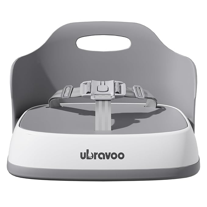 Baby Booster Seats, Toddler Booster Seat for Dining Table with Adjustable Straps, Portable Compact Portable Baby Chair for Dining and Travel (Grey)-CubbioJoy