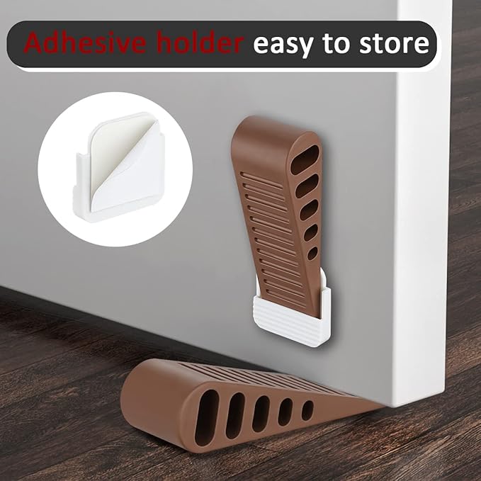 JQK Rubber Door Stopper Wedge, Bronze 2 Pack Soft TPR Premium Door Stops for Bottom of Heavy Duty Door on Tile, Concrete, Carpet, Wooden Floor, DSB61-ORB-P2-CubbioJoy