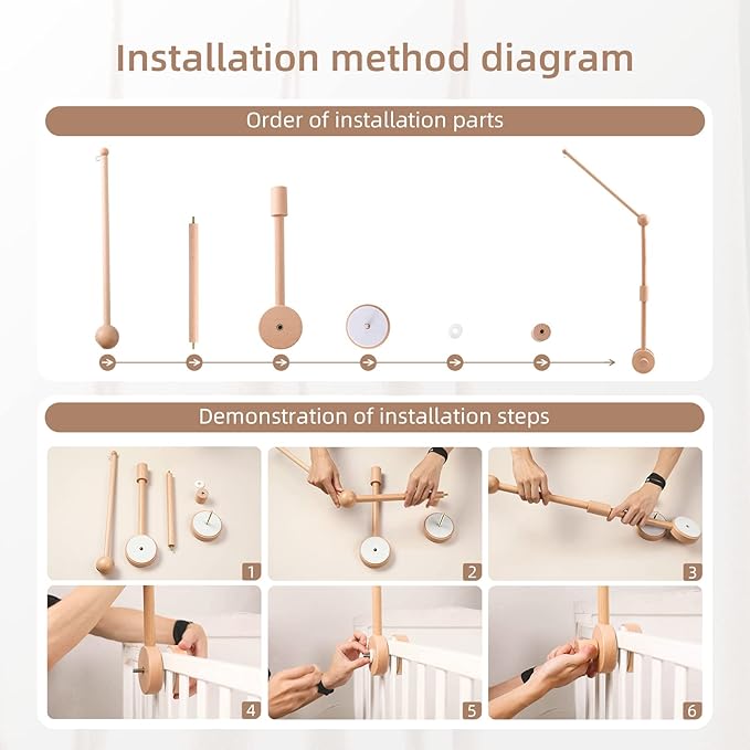 Baby Crib Mobile Arm - Wooden Baby Mobile Crib Holder 31 inch for Mobile Hanging Baby Crib Attachment for Nursery Decor-CubbioJoy